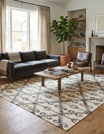 6' 4 x 7' 6 Hand Woven Kilim Modern Wool Square Rug
