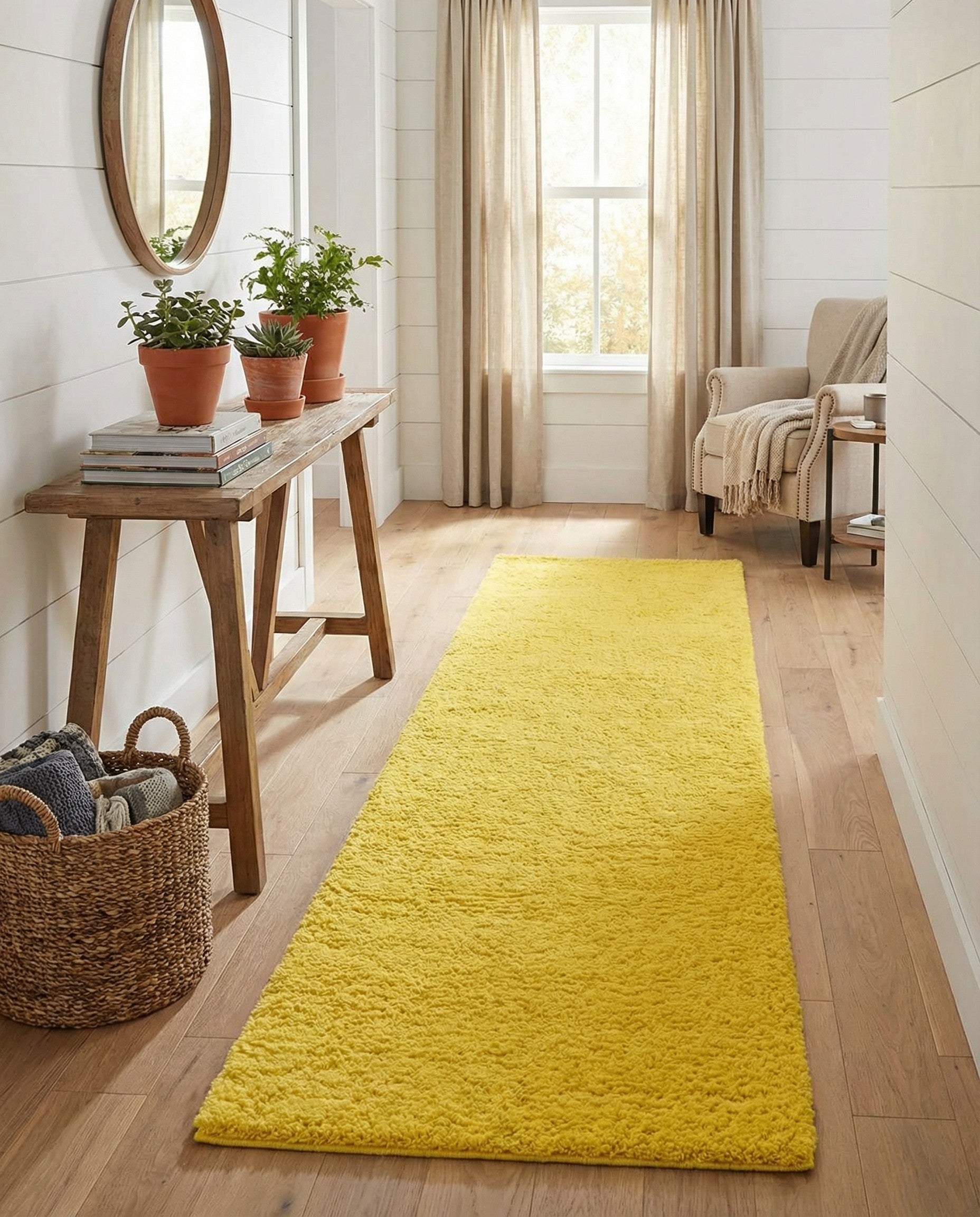 2' 7 x 16' 5 Solid Shag Runner Rug