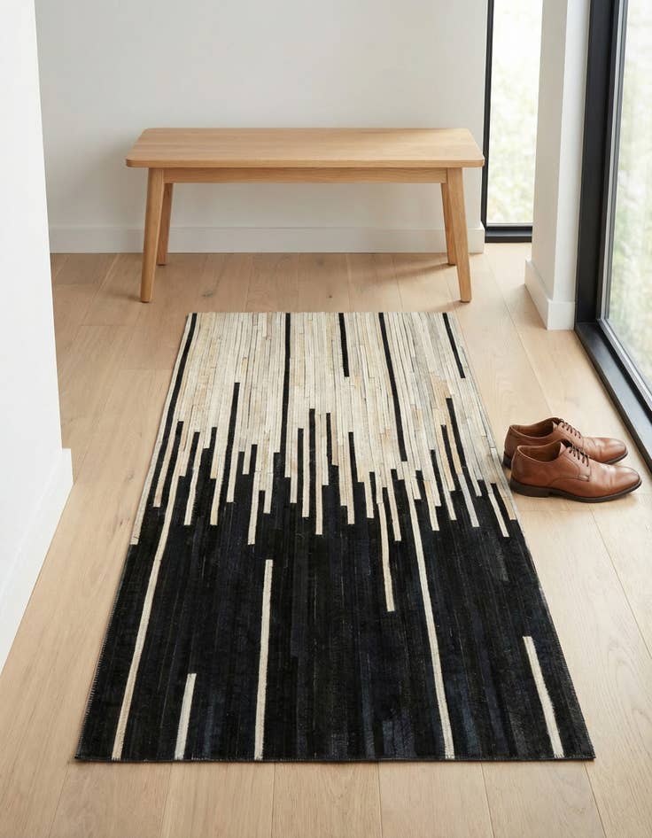 Detail image of 2' 2 x 4' 1 Cowhide Leather Runner Rug