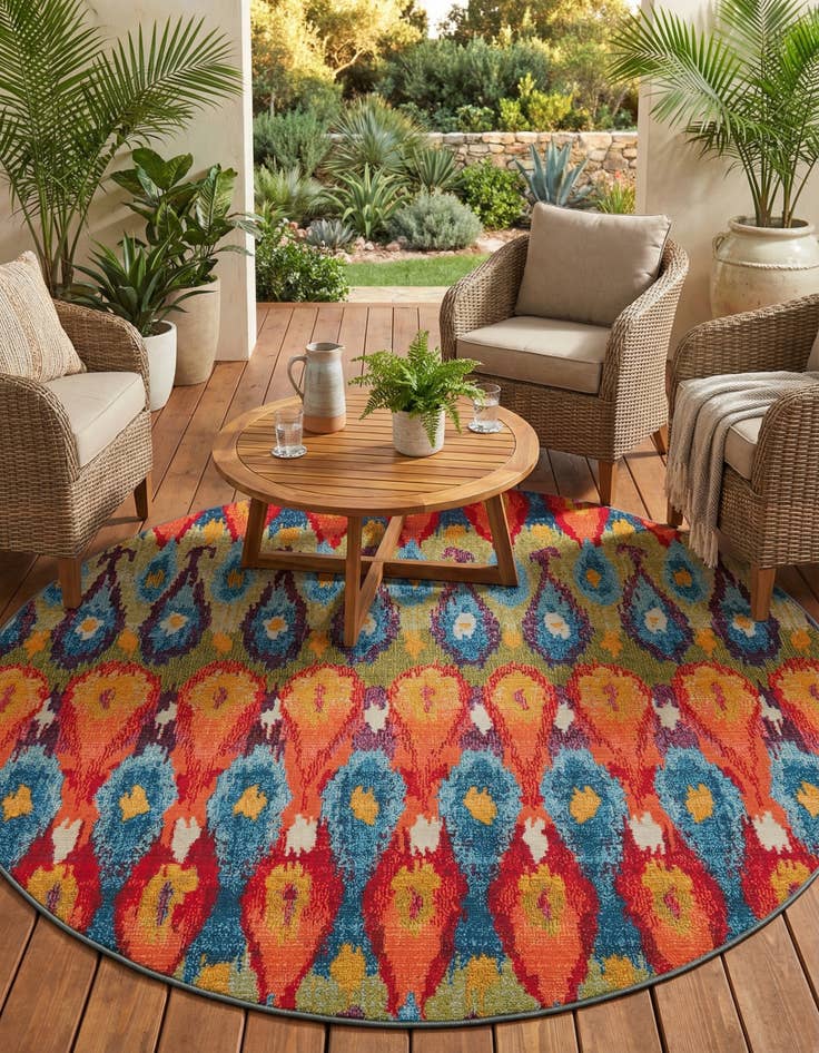 Detail image of 7' x 7' Easy-Clean Modern Indoor / Outdoor Round Rug