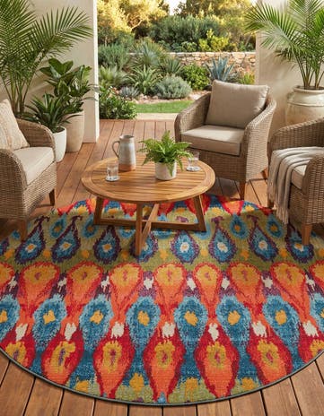 7' x 7' Easy-Clean Modern Indoor / Outdoor Round Rug