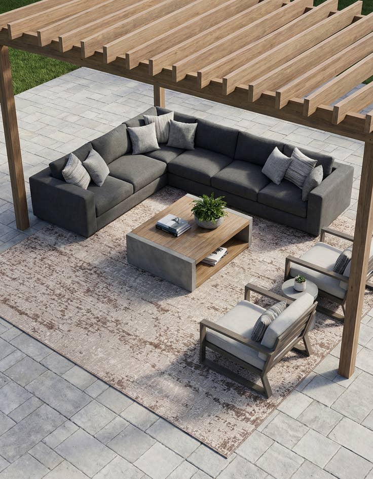 Detail image of 10' x 10'  Washable Modern Indoor / Outdoor Square Rug