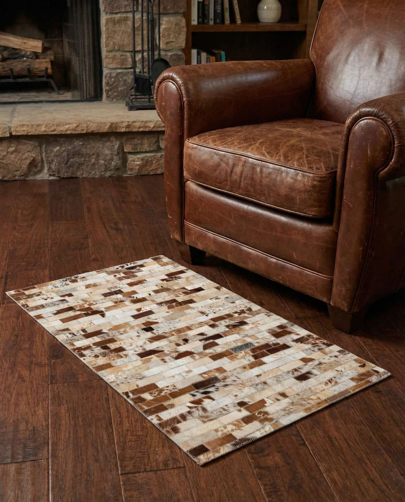 2' 1 x 3' Cowhide Leather Rug