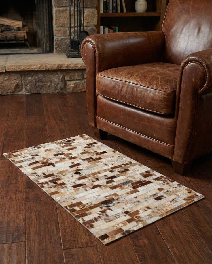 Detail image of 2' 1 x 3' Cowhide Leather Rug