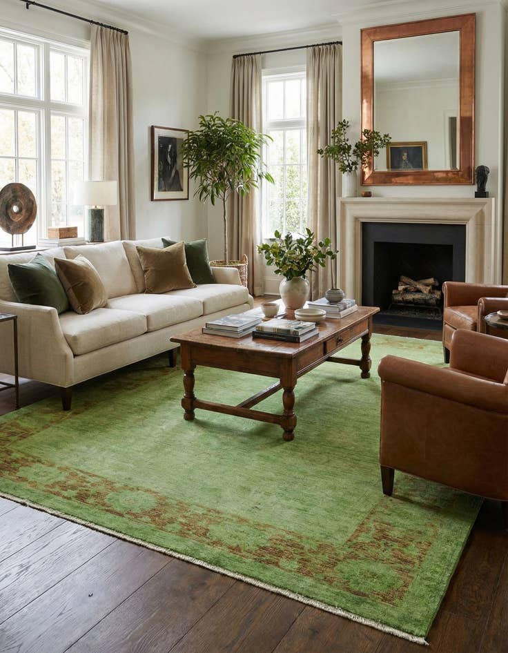 Detail image of 5' 6 x 6' 9 Hand Knotted Over-Dyed Ziegler Square Rug