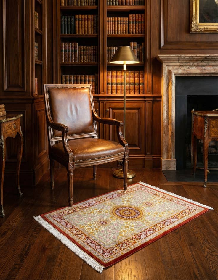 Detail image of 2' 7 x 4' 1 Ghom Silk Rug