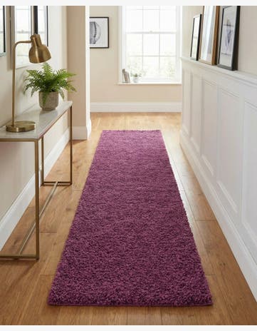 Eggplant Purple Solid Shag Runner Rug