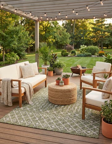 5' 3 x 8' Easy-Clean Lattice Indoor / Outdoor Rug