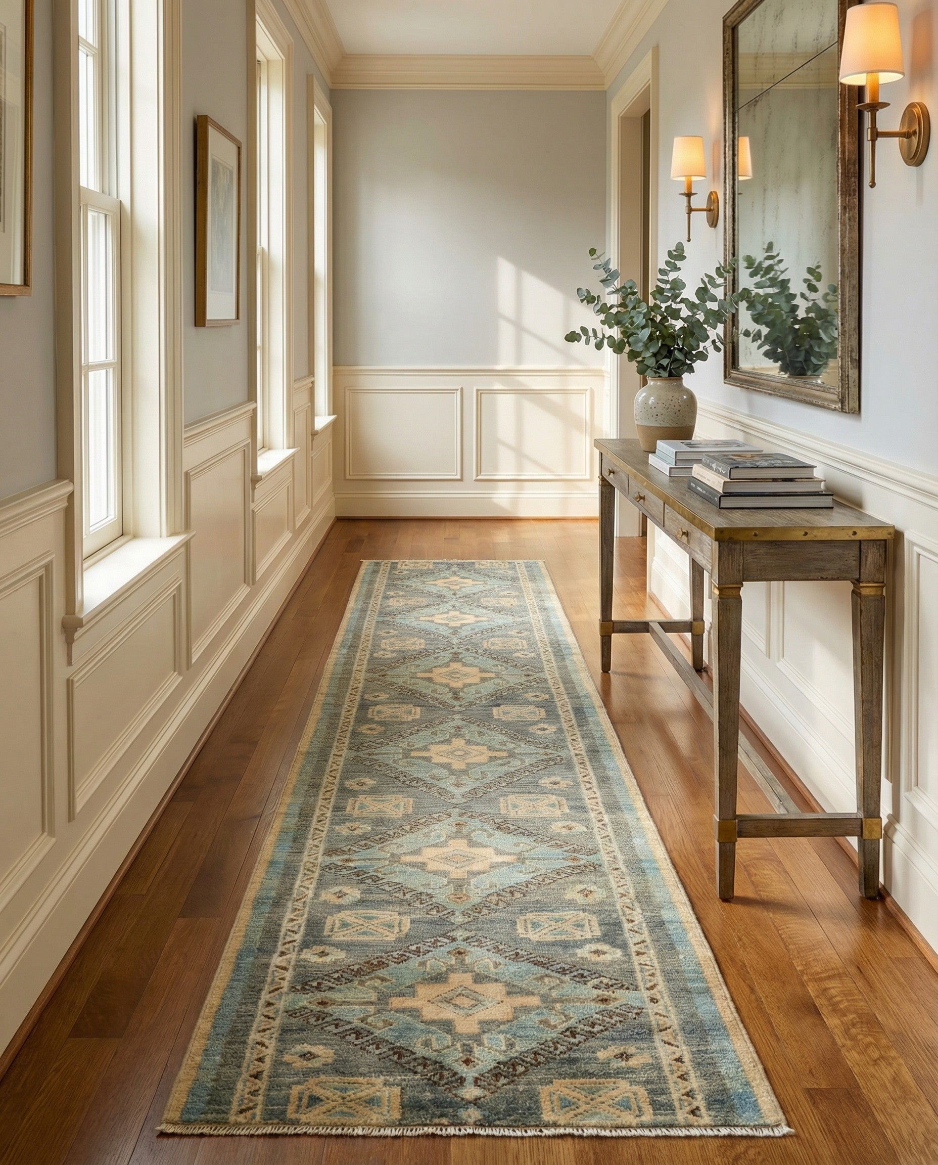 2' 2 x 11' 9 Hand Knotted Oushak Wool Runner Rug