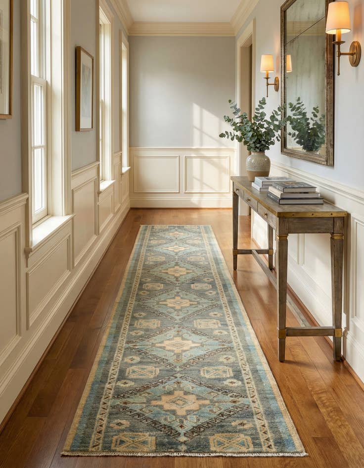 Detail image of 2' 2 x 11' 9 Hand Knotted Oushak Wool Runner Rug