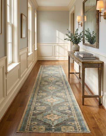 2' 2 x 11' 9 Hand Knotted Oushak Wool Runner Rug