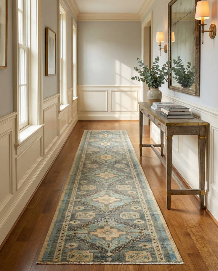 Detail image of 2' 2 x 11' 9 Hand Knotted Oushak Wool Runner Rug