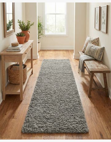 2' 7 x 12' Solid Shag Runner Rug