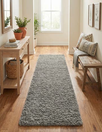 2' 7 x 12' Solid Shag Runner Rug