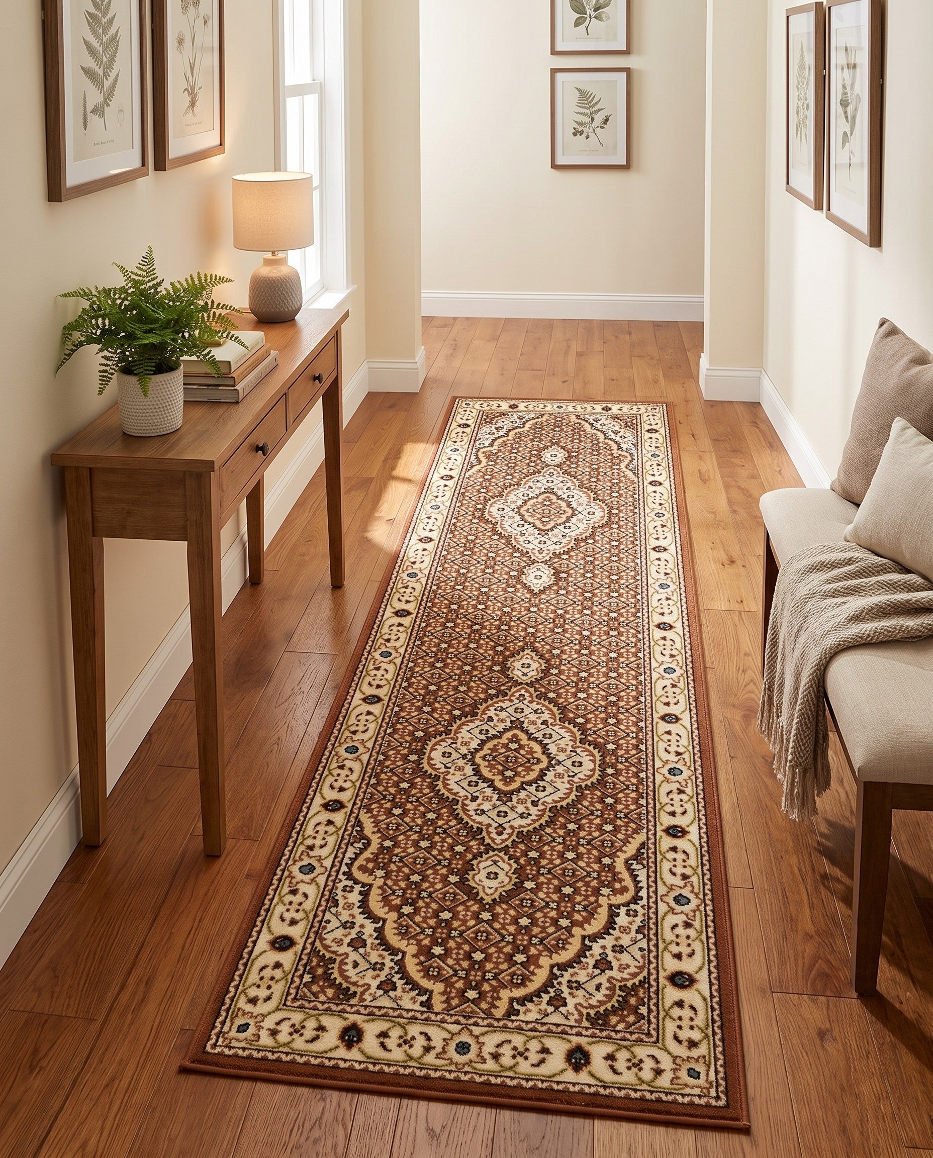 Dusty Pink Nain Design Runner Rug