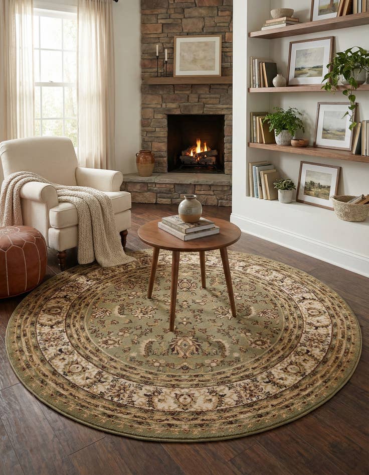 Detail image of 5' 3 x 5' 3 Classic Agra Round Rug