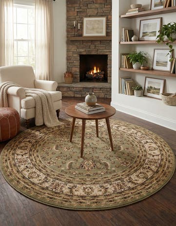 Green Aditi Round Rug