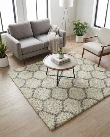  5' 3 x 5' 3 Lattice Shag Square Rug