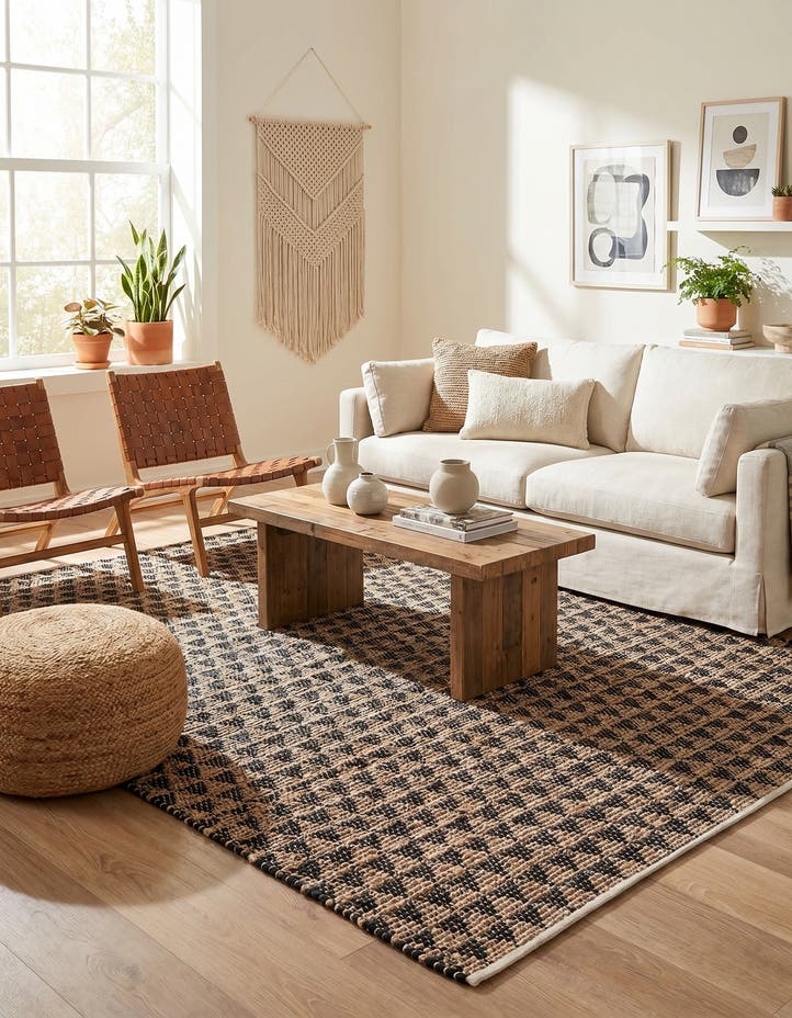 7' 1 x 10' Hand Woven Chindi Jute Rug
