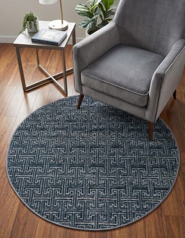 Jill Zarin Navy Blue Uptown Park Avenue Round Rug