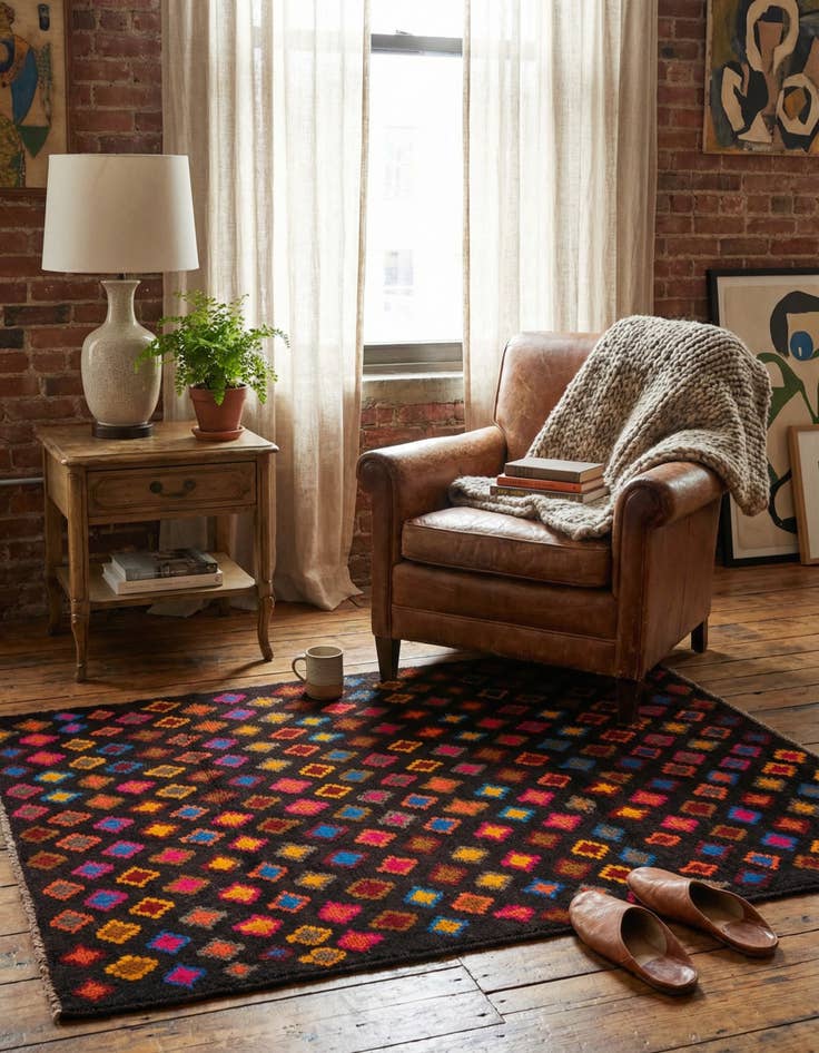 Detail image of 3' 2 x 4' 3 Hand Knotted Balouch Wool Rug