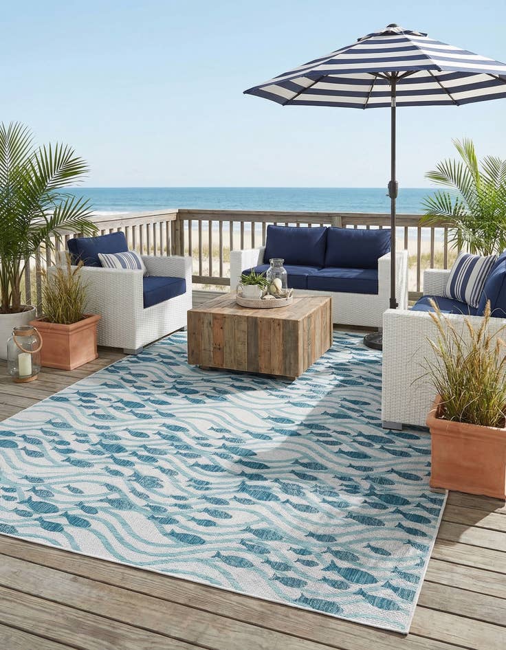 Detail image of 10' x 13' Easy-Clean Coastal Indoor / Outdoor Rug