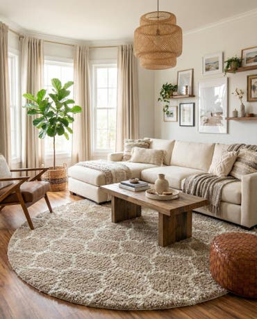  10' x 10' Lattice Shag Round Rug