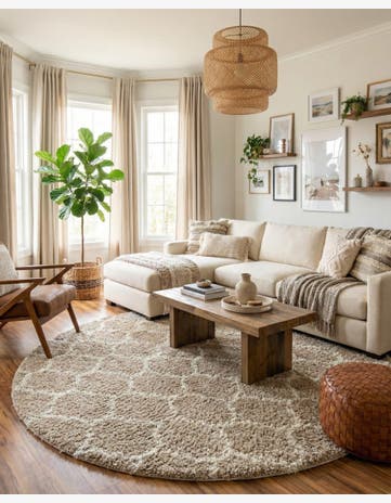 10' x 10' Lattice Shag Round Rug