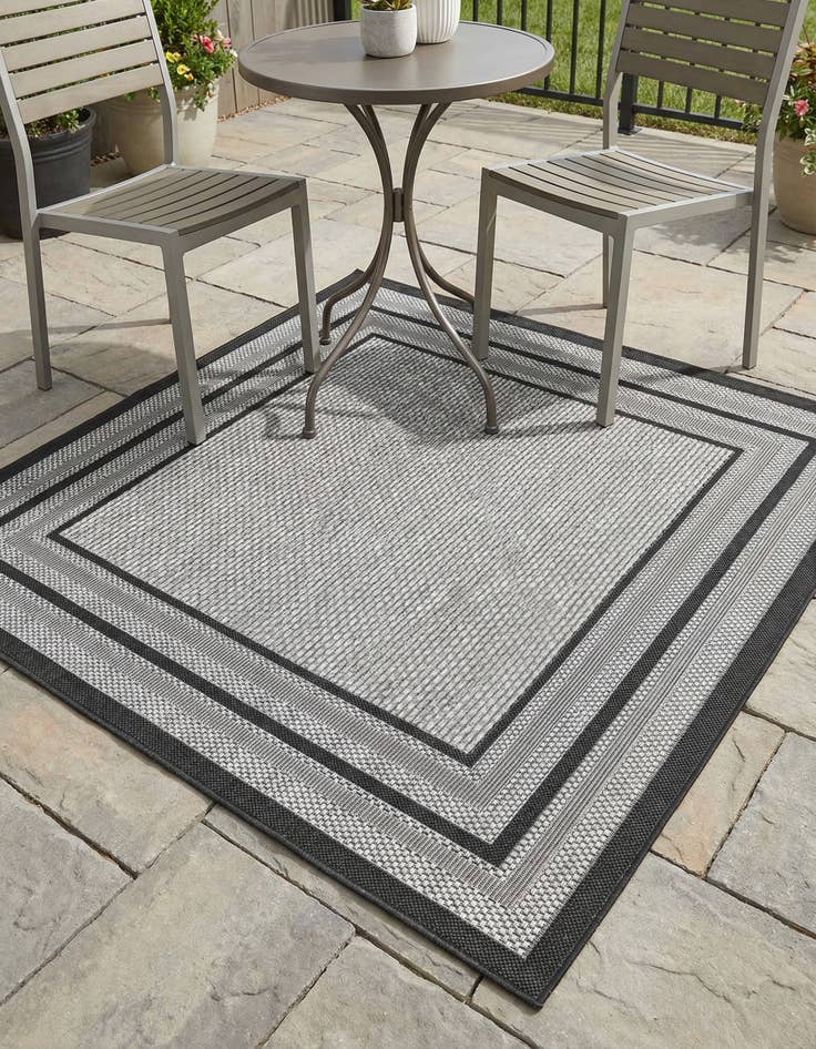 Detail image of 5' 3 x 5' 3 Washable Border Indoor / Outdoor Square Rug