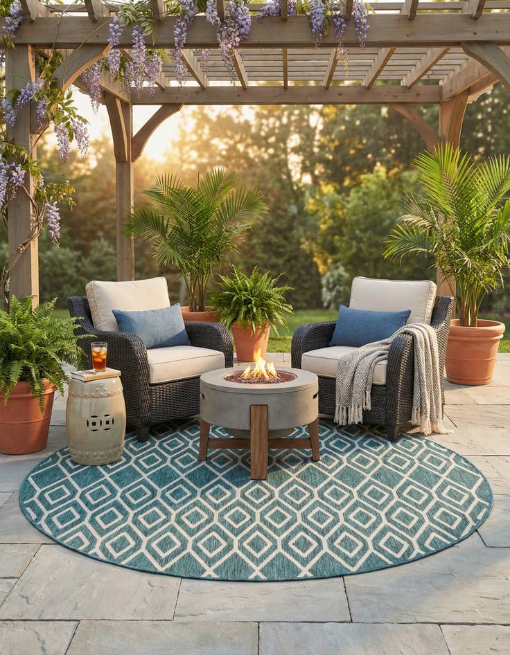 Detail image of 6' 7 x 6' 7 Washable Jill Zarin Turks and Caicos Indoor / Outdoor Round Rug