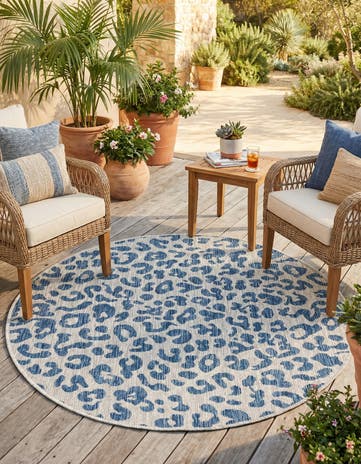4' x 4' Easy-Clean Safari Indoor / Outdoor Round Rug