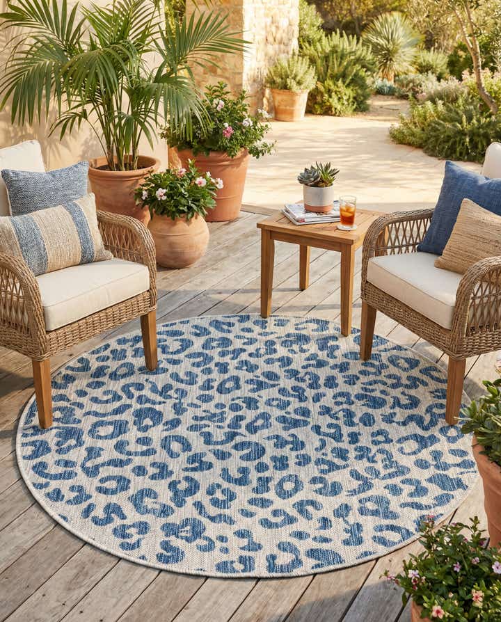 4' x 4' Easy-Clean Safari Indoor / Outdoor Round Rug