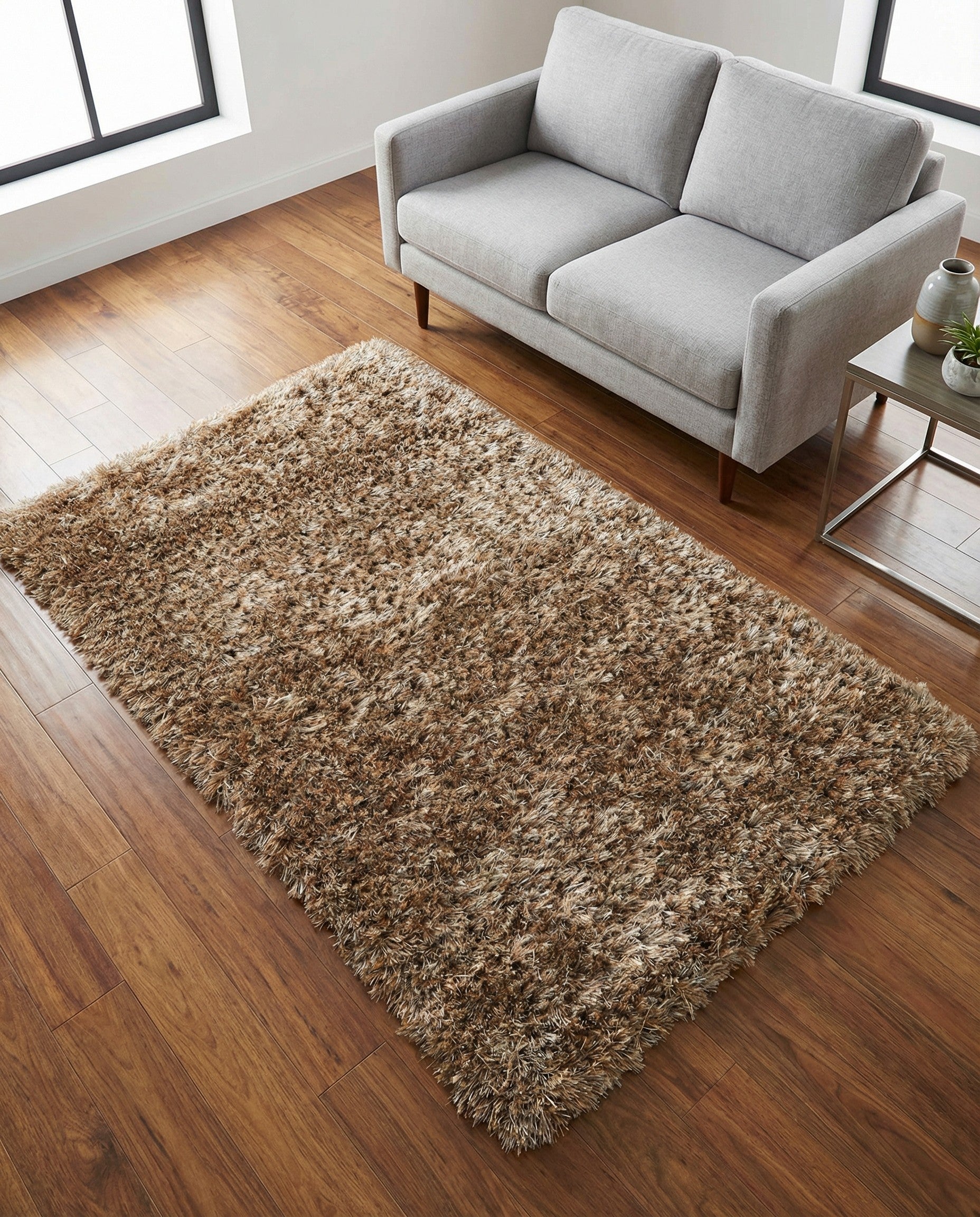 3' 1 x 5' 5 Hand Knotted Solid Shag Oriental Rug