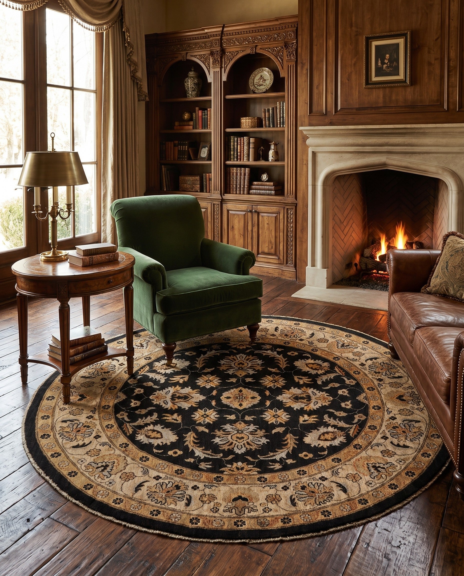 6' 6 x 6' 6 Hand Knotted Ziegler Round Rug