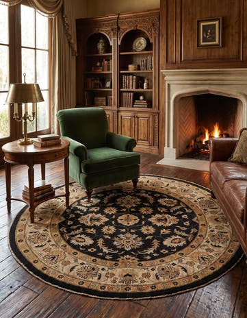 6' 6 x 6' 6 Hand Knotted Ziegler Round Rug