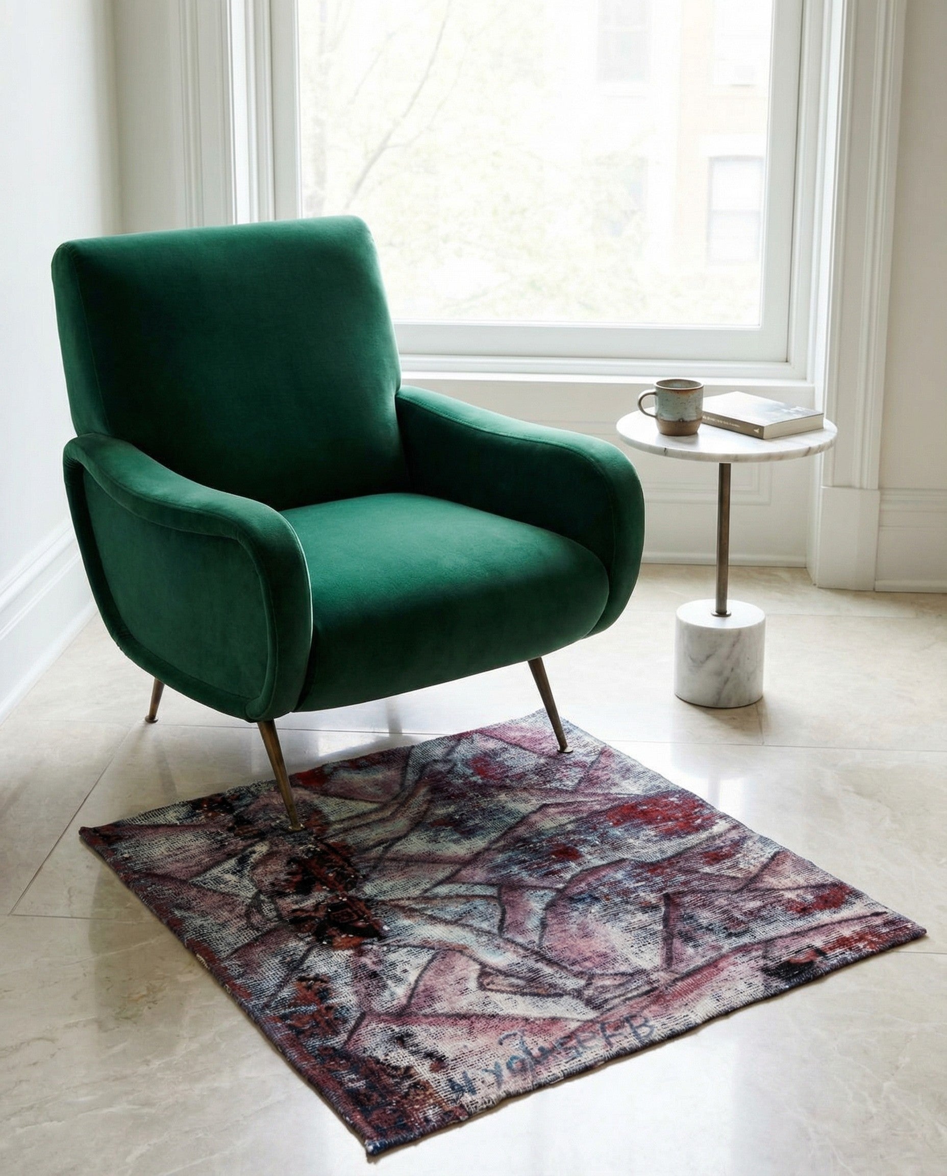 3' 4 x 3' 8 Hand Knotted Ultra Vintage Persian Wool Square Rug