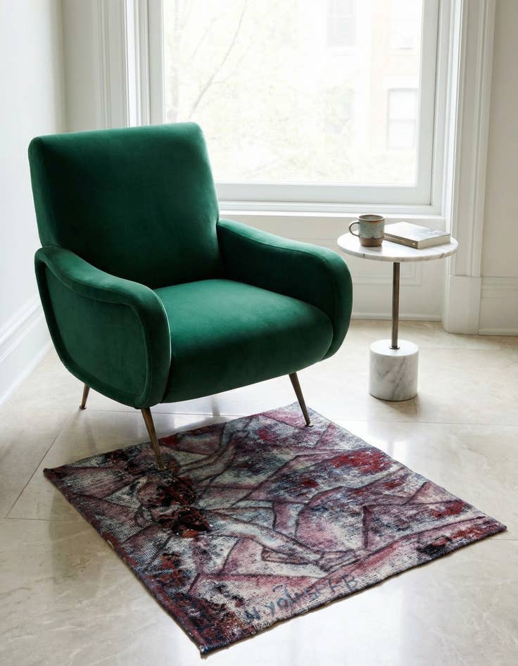 Detail image of 3' 4 x 3' 8 Hand Knotted Ultra Vintage Persian Wool Square Rug