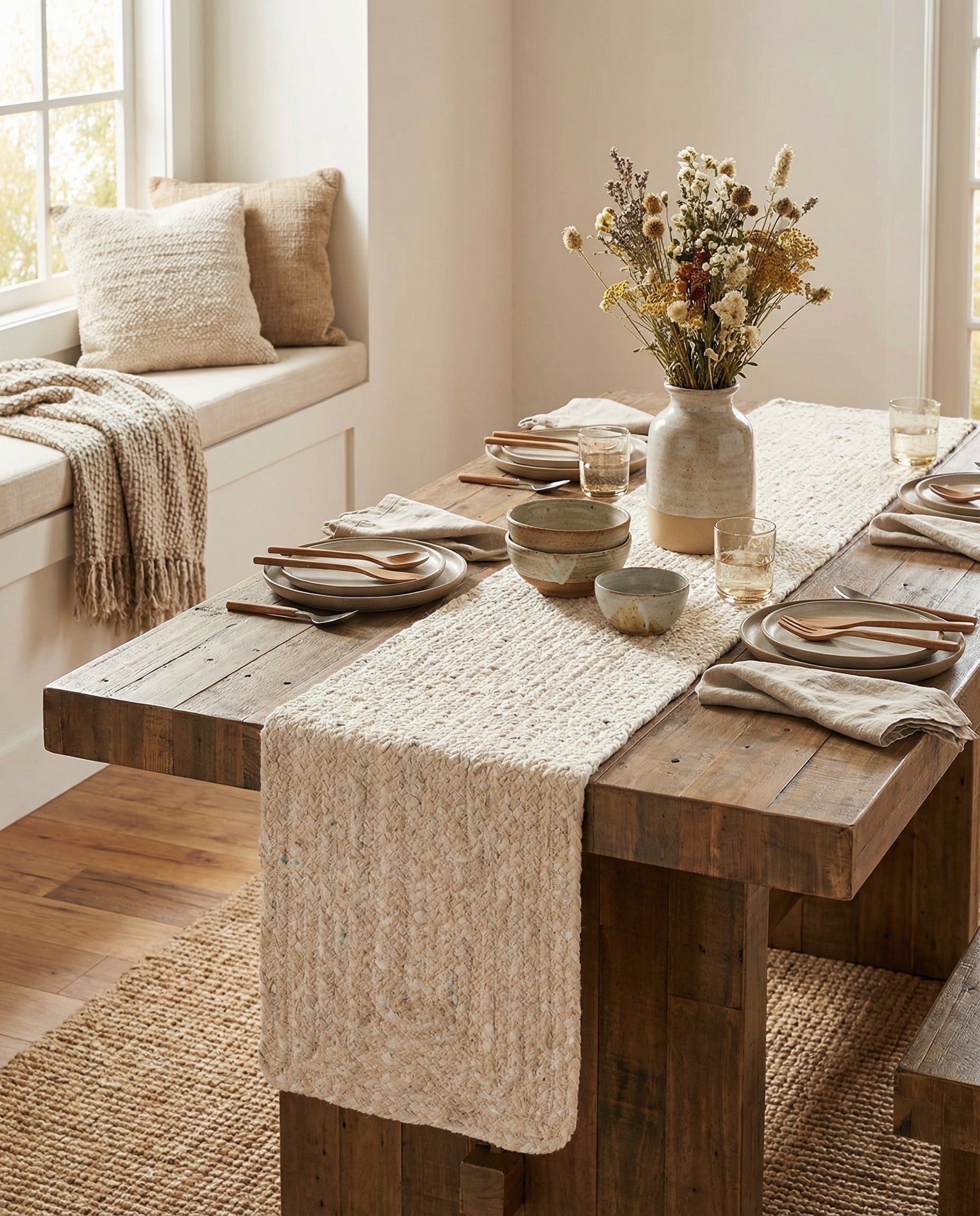 Primary image 1' 2 x 6' 1  Hand Braided Chindi Table Runner Rug