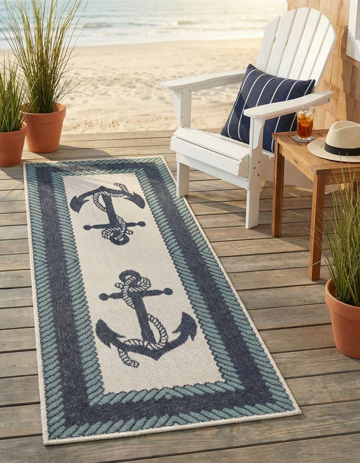 Detail image of 2' x 5' Easy-Clean Coastal Indoor / Outdoor Runner Rug