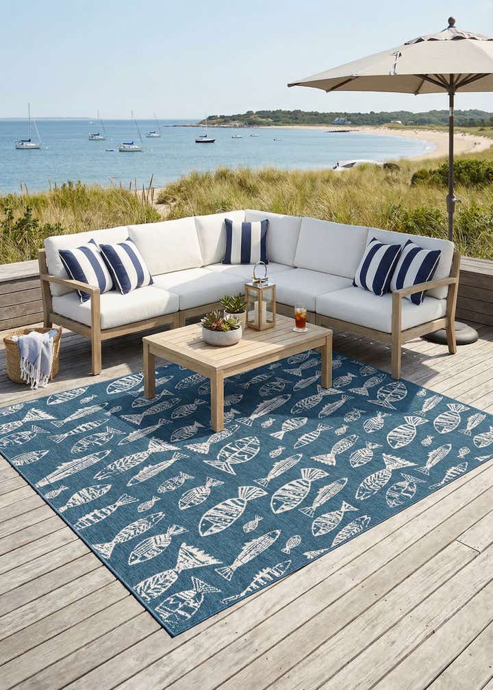 10' x 10' Easy-Clean Coastal Indoor / Outdoor Square Rug