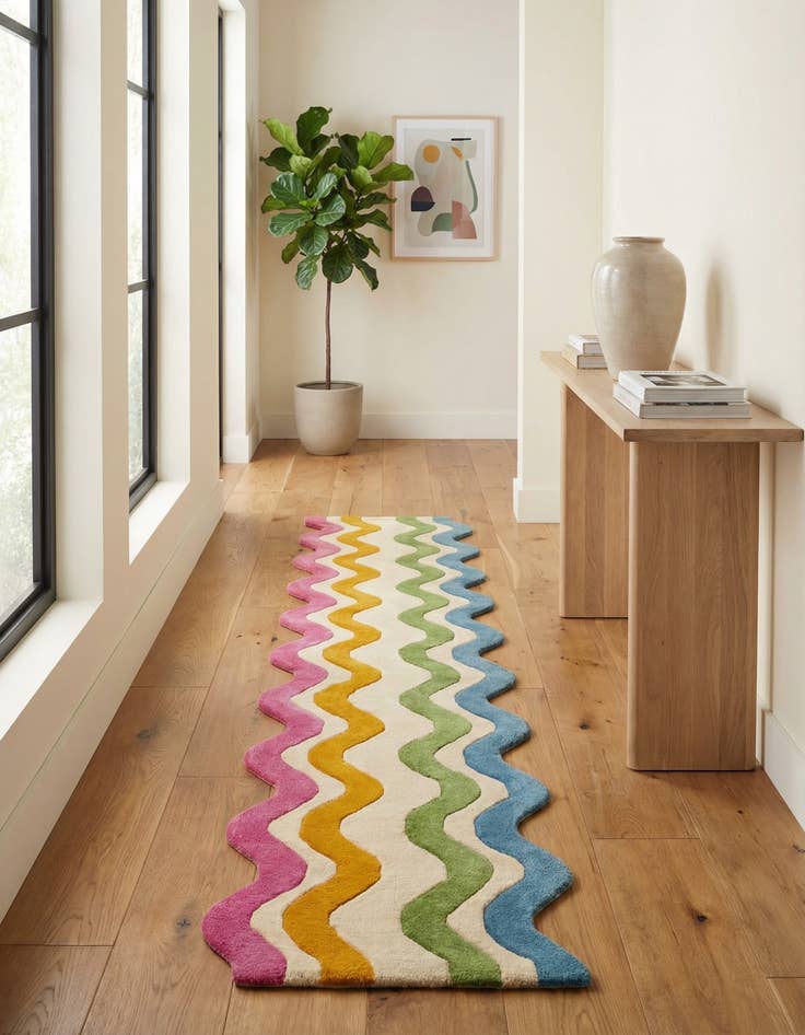 Detail image of 2' 7 x 10' Happy Rugs Wavy Wool Runner