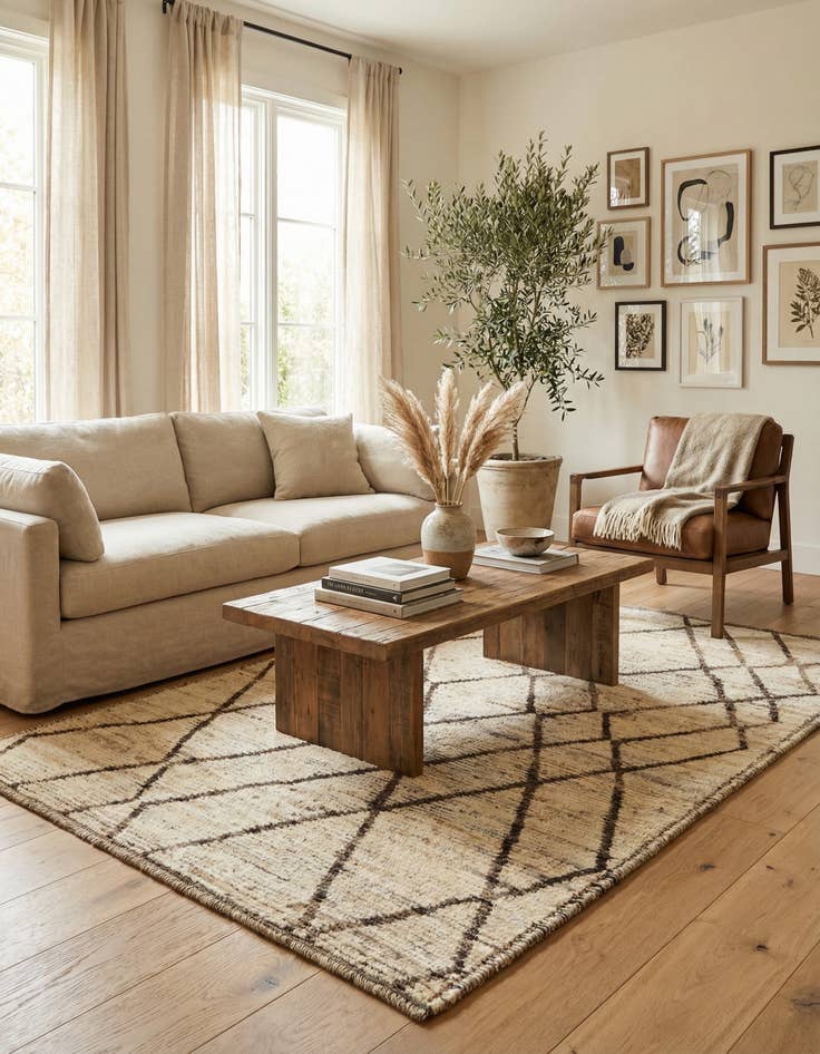 Detail image of 4' 2 x 6' 7 Hand Knotted Moroccan Wool Rug