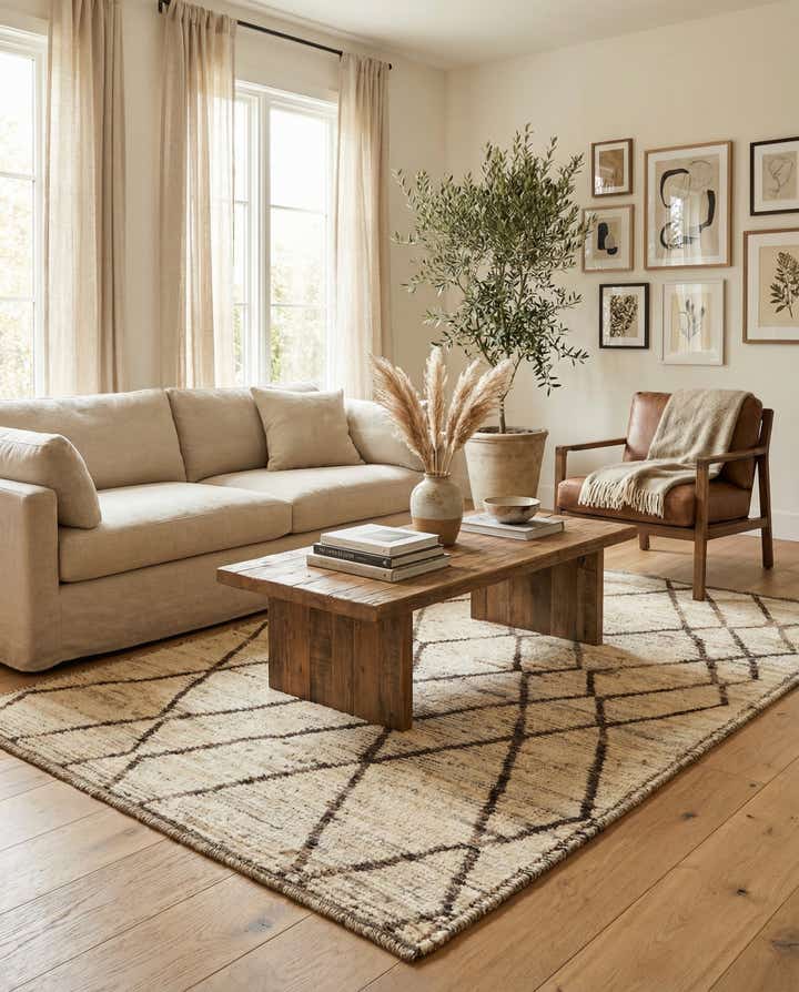 4' 2 x 6' 7 Hand Knotted Moroccan Wool Rug