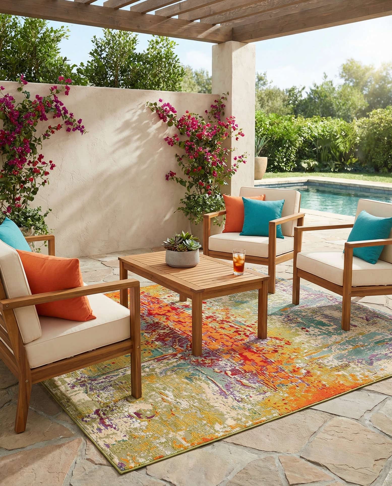 5' 3 x 8' Easy-Clean Modern Indoor / Outdoor Rug