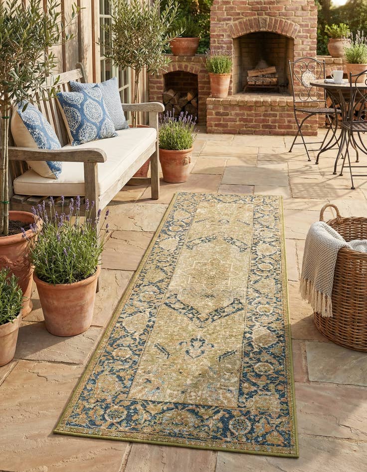 Detail image of 2' x 6' Washable Traditional Indoor / Outdoor Runner Rug