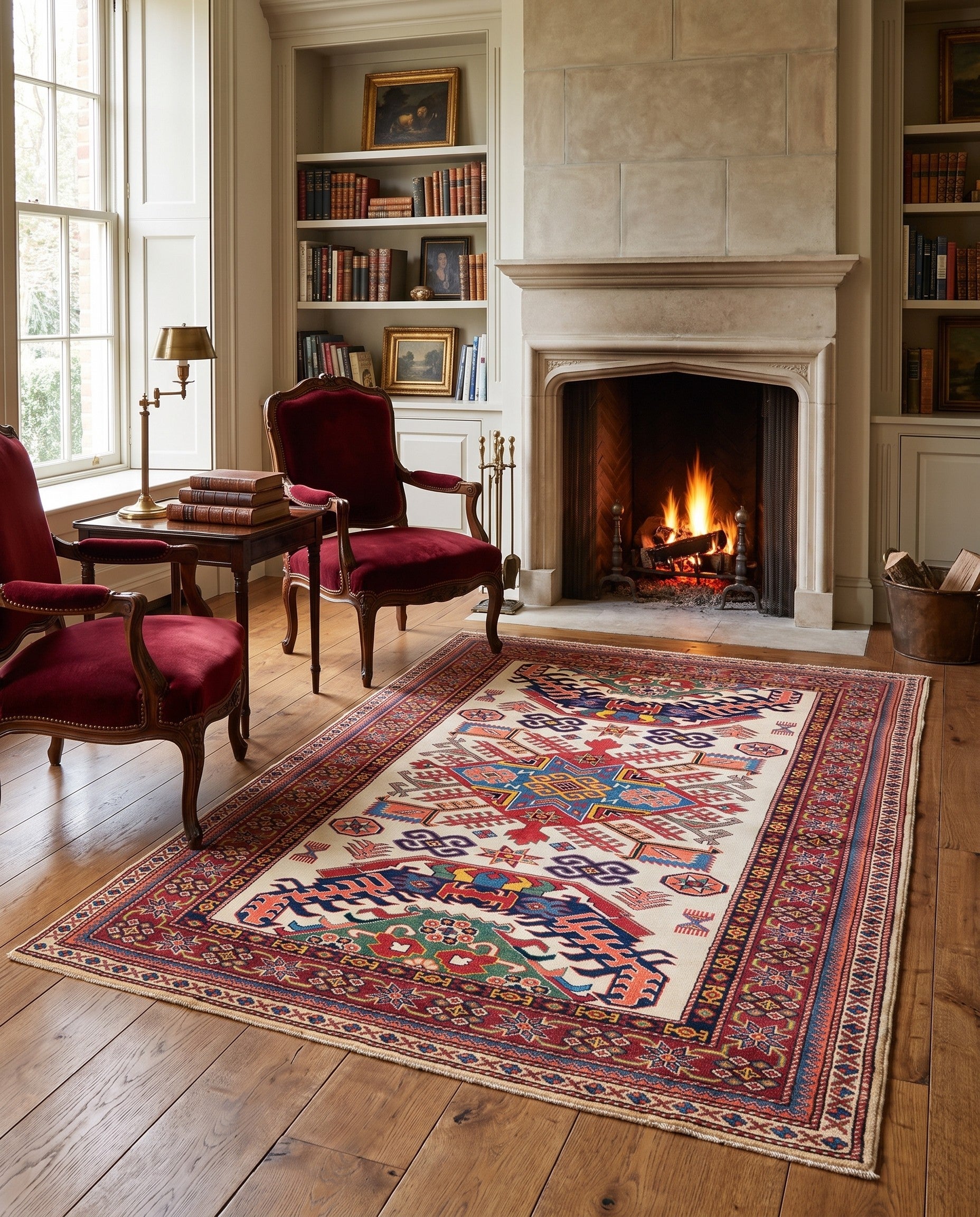 4' 2 x 5' 8 Hand Knotted Shirvan Rug