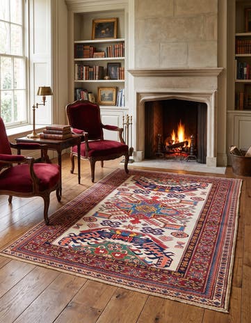 4' 2 x 5' 8 Hand Knotted Shirvan Rug
