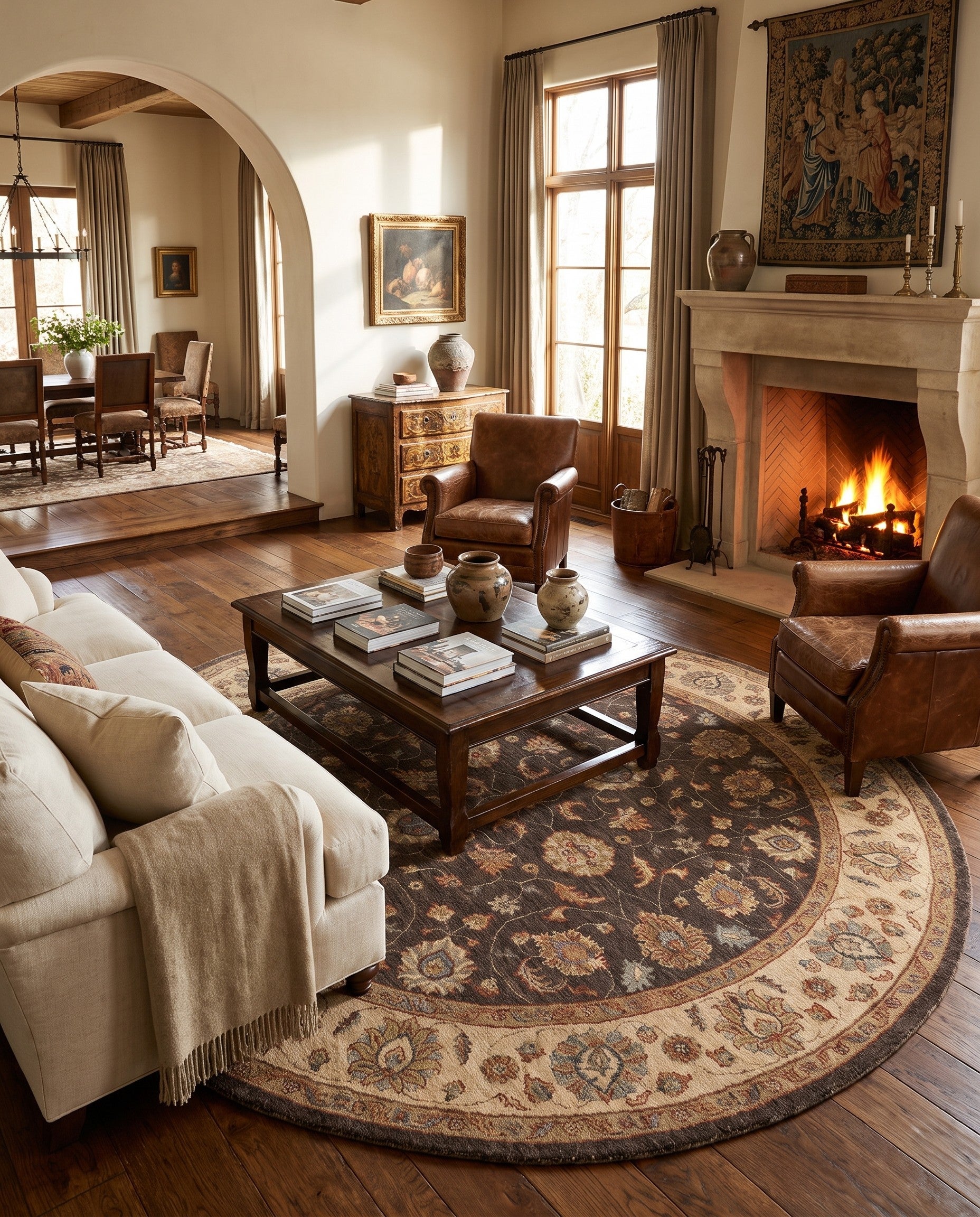 9' x 9' 1 Hand Knotted Ziegler Round Rug