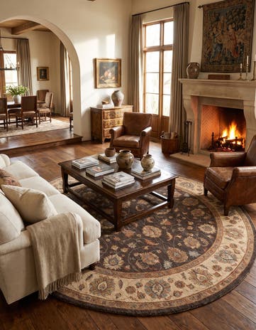 9' x 9' 1 Hand Knotted Ziegler Round Rug