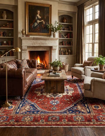5' 7 x 8' Hand Knotted Heriz Rug